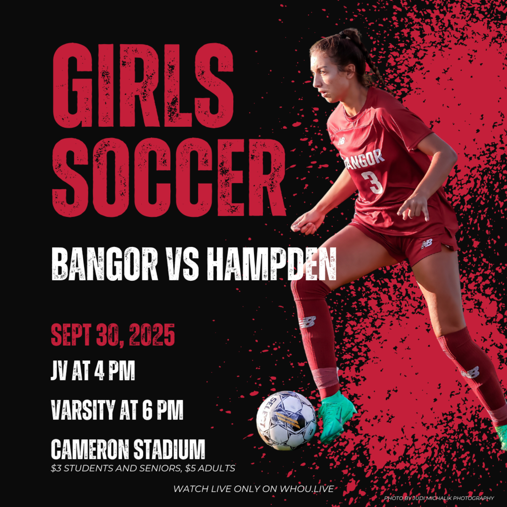 Game Day Announcement! Join us for an exciting match as the Bangor Rams Girls Soccer team faces off against Hampden on September 30! JV: 4 PM Varsity: 6 PM $3 for Students and Seniors $5 for Adults #BangorRamsSoccer #GameDay #WeAreBangor