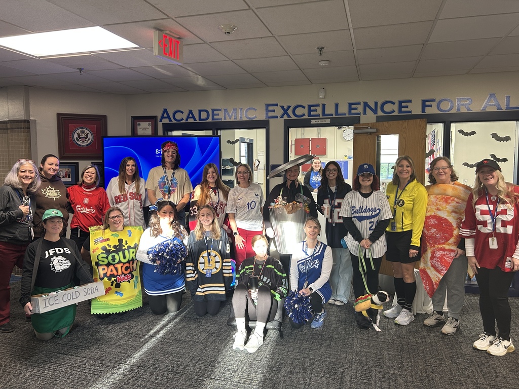 The amazing JFDS staff brought their A-game to our themed "Stadium Hits" dress-up day