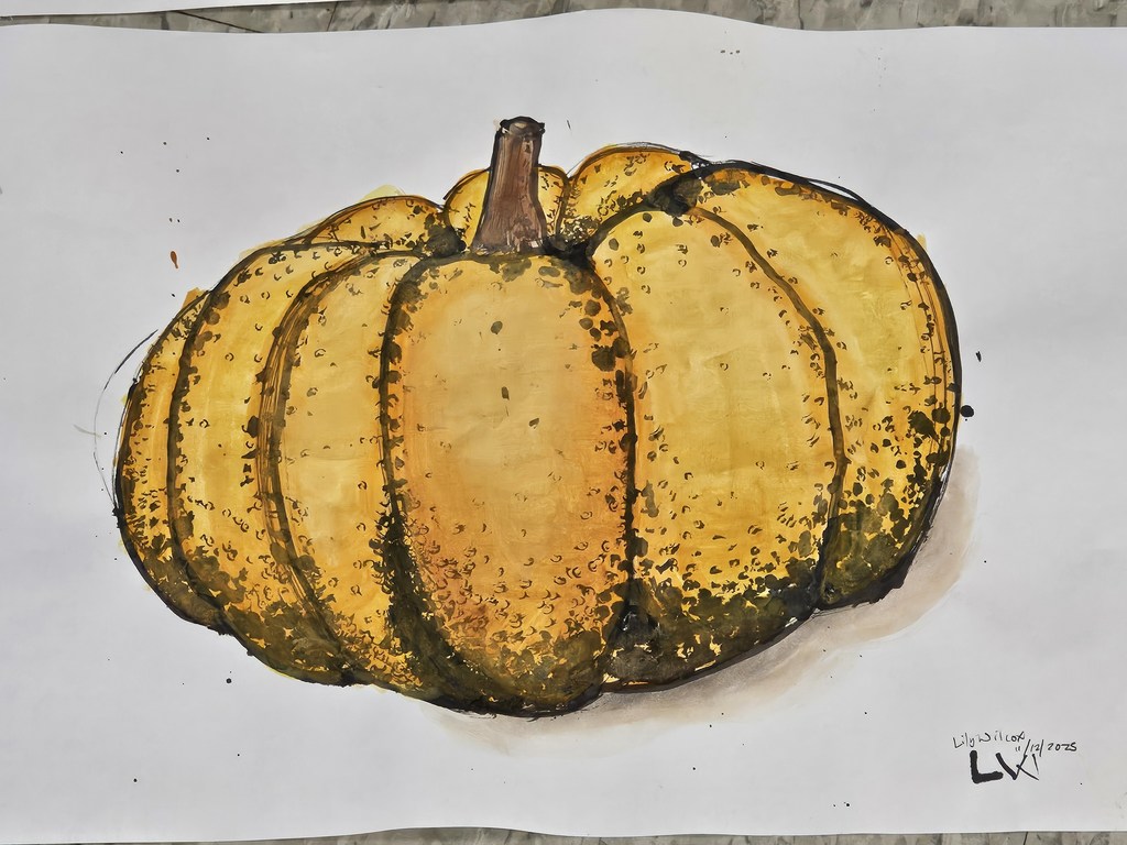 Students in Ms. Bryand's art classes used unconventional materials to create their fall-inspired art this week. Students used branches dipped in ink to draw and sketch gourds.  