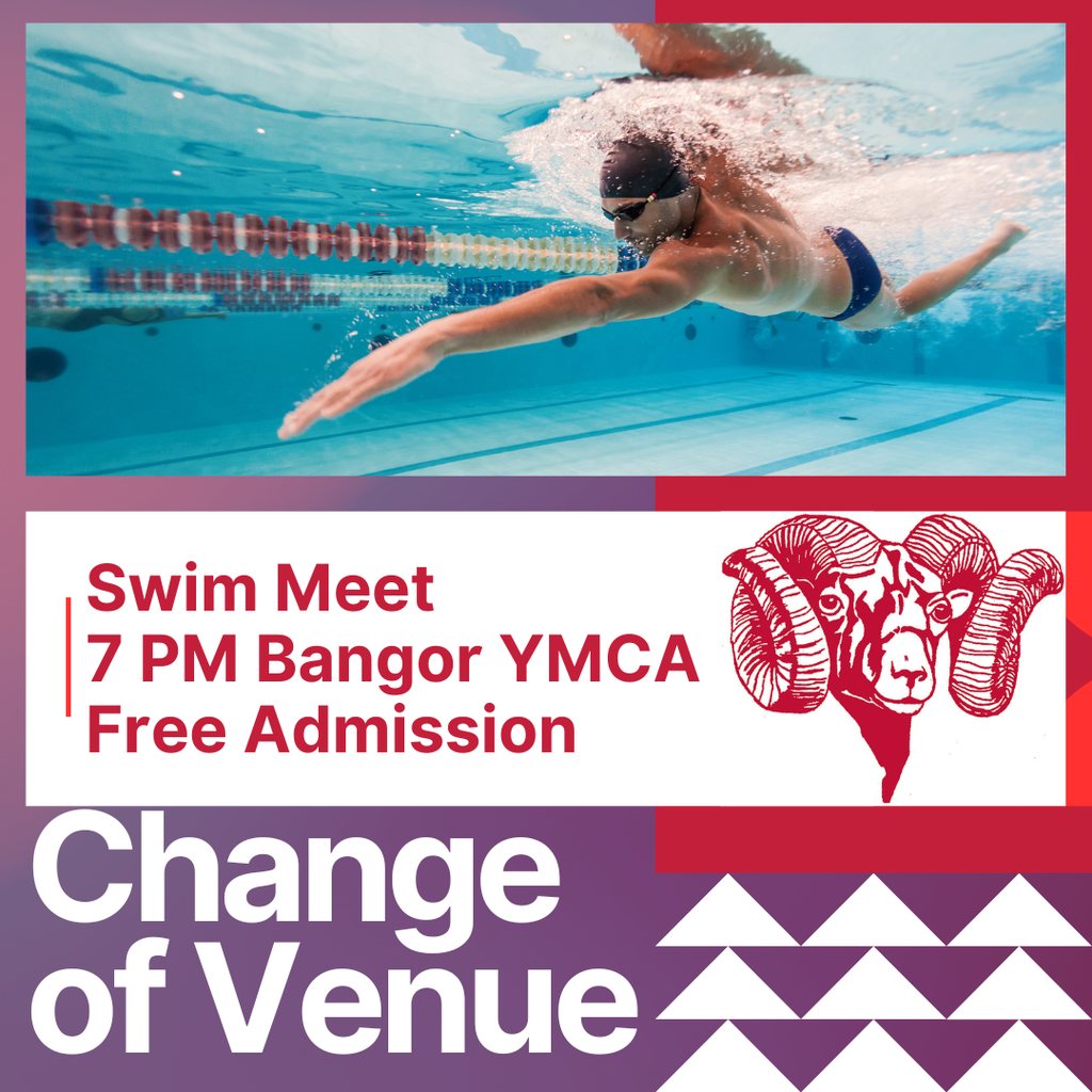Due to electrical damage from the Dec 30 power outage, the Husson University pool is closed down. Today's swim meet will take place at the Bangor YMCA. 7 pm warm-up and meet to follow.