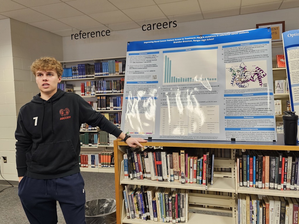 BHS showcased their STEM projects in the library with teachers and fellow students asking thoughtful questions to help teams refine their presentations and experiments as they prepare for the Maine State Science Fair on Saturday. Go Rams!  #MaineScienceFair #STEM #WeAreBangor