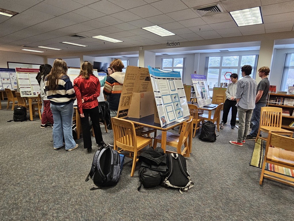 BHS showcased their STEM projects in the library with teachers and fellow students asking thoughtful questions to help teams refine their presentations and experiments as they prepare for the Maine State Science Fair on Saturday. Go Rams!  #MaineScienceFair #STEM #WeAreBangor