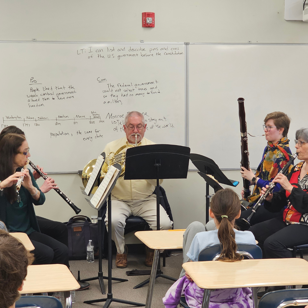 Today at JFDS, we held a "Spring Into the Arts" expo led by Mrs. Cousins, Mr. Gebhart, and Mrs. Harvey. Students chose three hands-on sessions from a lineup across visual arts, music, MLTI, theater, and dance. Highlights included a jazz big band, Bangor High percussion ensemble, brass & woodwind quintets, a Maine Savings Amphitheatre talk, theater improv, pet portrait drawing, graphic design, hip hop, swing, Irish step dance, and so much more!  A giant thank-you to the community volunteers who shared their time and talent and helped show our students what a future in the arts can look like!