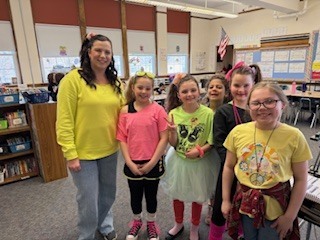 To celebrate Mary Snow turning 100, students and staff dressed in decades today!