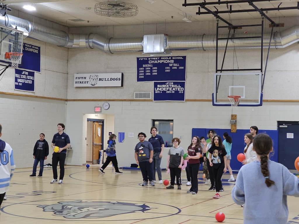 UMaine Hockey players joining in a game of dodgeball