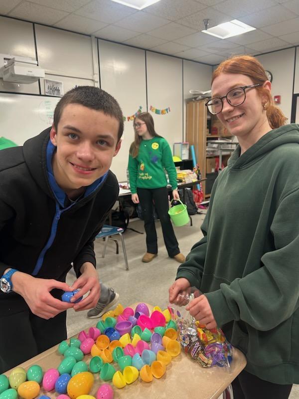 Today after school, the Best Buddies Pairs hosted an egg hunt at Bangor High School! Students searched high and low for candy treasures—behind doors, on top of lockers, on window sills, and through the hallways. #WeAreBangor