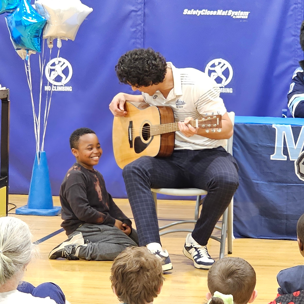 A huge thank you to the UMaine athletes for visiting the Abraham Lincoln School today!  Your time, energy, and support helped us celebrate the last day of school before April Break—and the students loved it! Go Black Bears! #WeAreBangor