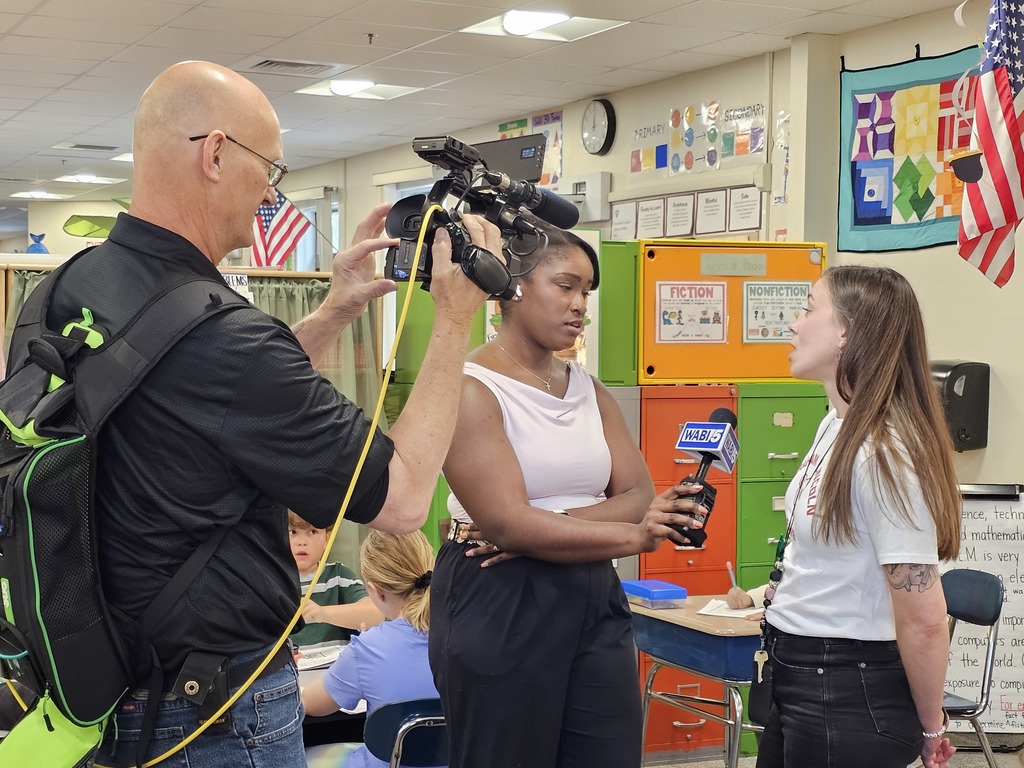 During teacher appreciation week, Abe Lincoln teachers have competed in creative, fun, and sometimes hilarious challenges to win extra goodies for their classrooms. From teamwork tasks to bold “outwit, outplay, outlast” moments, the spirit of friendly competition is alive and well!   Today, Ms. York bravely accepted the challenge to “Contact Local Media” and she delivered BIG! WABI broadcast live from her classroom, capturing the excitement and even interviewing a few of her students. The best part was hearing students share why they love their class and their teacher.   A huge thank you to our PTO and the local businesses who made this possible.   #WeAreBangor
