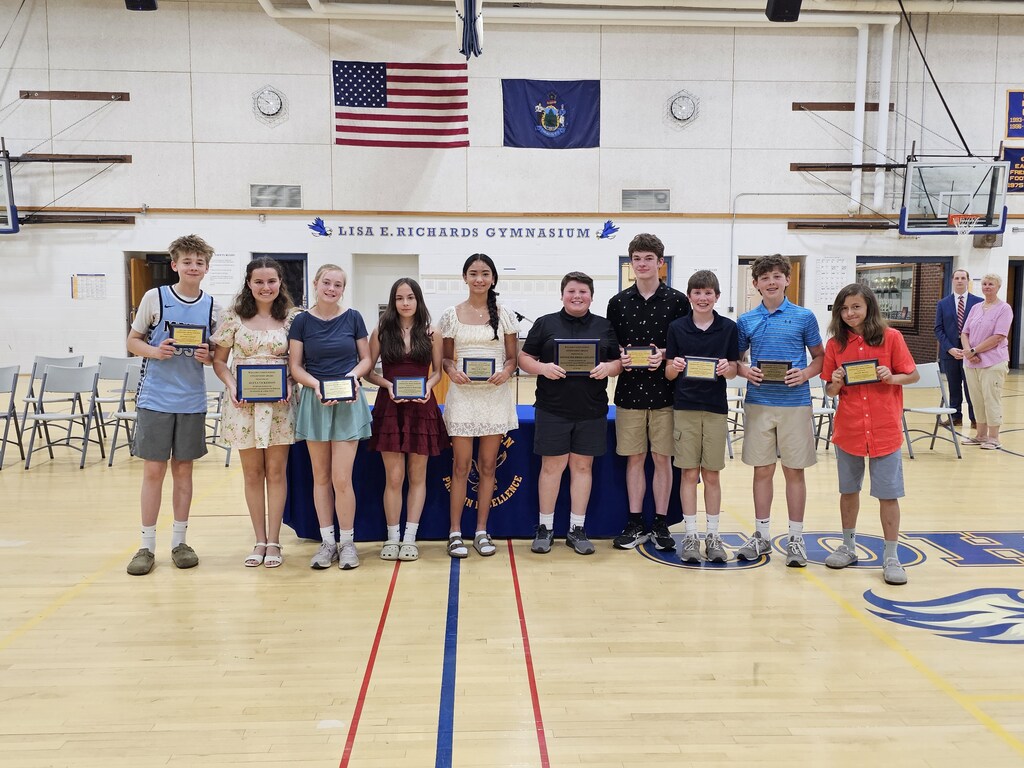 We are proud to recognize 10 exceptional eighth-grade students who have been nominated for the William S. Cohen School Citizenship Award!  Each year, this award is presented to two students who truly embody the core values of our school community. These nominees consistently go beyond expectations—not for recognition, but because it’s who they are. Through their actions, relationships, and daily contributions, they help make Cohen a positive, inclusive, and supportive place for everyone.  Our nominees demonstrate strong academic effort and take pride in their work. They persevere through challenges, maintain positive learning habits, and strive for personal growth. They model respectful and appropriate behavior in all school settings and lead by example through thoughtful decision-making.  These students show integrity, honesty, maturity, and compassion. They support and encourage their peers, include others, and help create a welcoming school culture. Their kindness, fairness, and positive attitudes influence those around them and strengthen our entire school community.  We are incredibly proud of each of these students for the leadership, character, and heart they bring to William S. Cohen School each and every day.