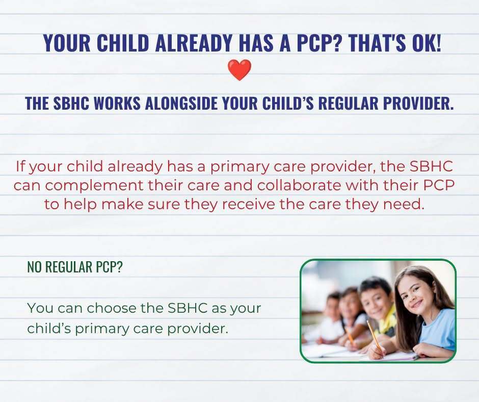 A text-based infographic shows two options for children's care. One mentions working with existing providers and the other suggests choosing a new provider.