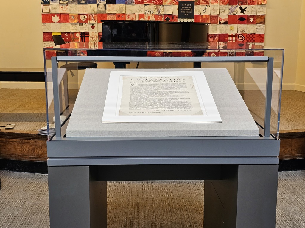 Students in Mrs. Butler's AP U.S. History classes visited the rare copy of the Dunlap Broadside of the Declaration of Independence on September 17, which is coincidentally Constitution Day. The Declaration is the foundational document of the birth of the United States, and it serves as an important reminder to all of us of the ideals that we put forth 250 years ago when our nation began.