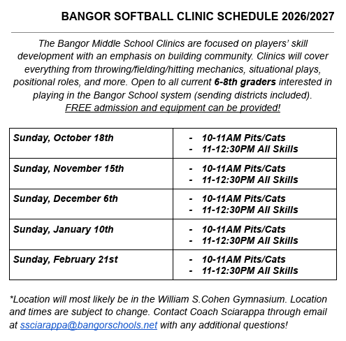 Middle School Softball Clinics