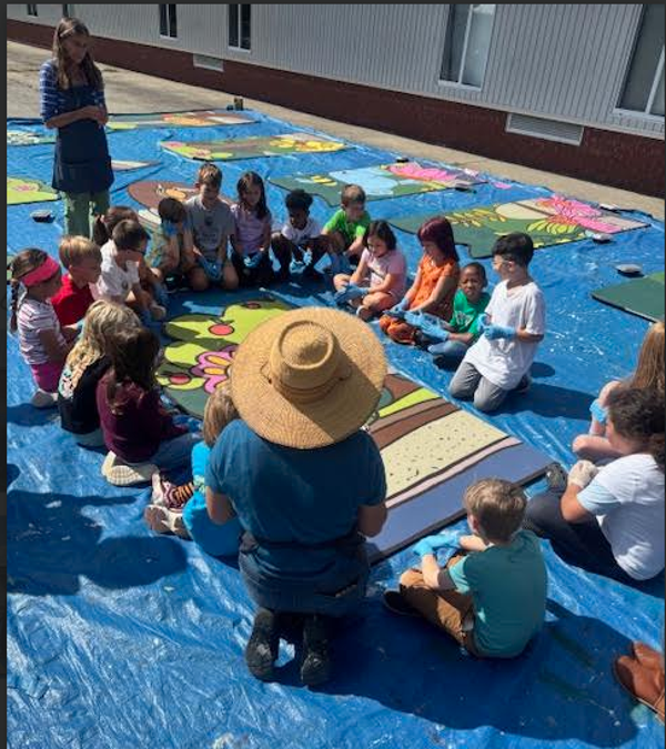 The new Fruit Street mural is a colorful and whimsical celebration of nature, pollinators, and the fruit trees that help our ecosystem thrive. This project was truly a community effort. Each Fruit Street student learned about the important role pollinators play and created the artwork that inspired the mural's design. Over the past week, students rolled up their sleeves and helped paint the mural alongside Bangor High School art students, teachers, and volunteers. A special thank you to Bangor Beautiful and Maine artist Peter Walls, who brought all of the student-created elements together into one beautiful final design. This weekend, Peter, his son, Bangor Beautiful volunteers, and Principal Fournier completed the installation, giving the school a lasting piece of art that reflects creativity, learning, and community pride. Be sure to stop by and admire this vibrant new addition to Fruit Street!