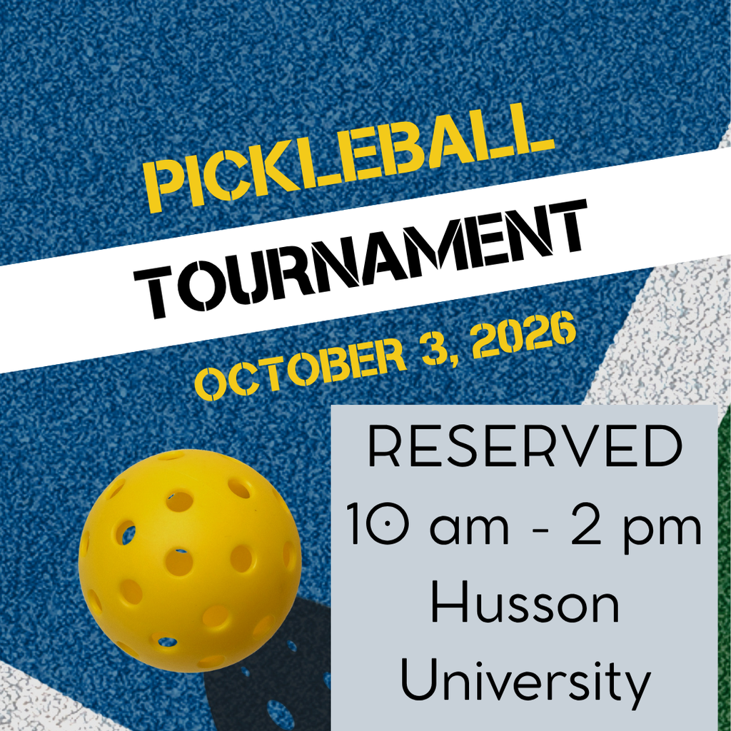 poster reserving the pickleball courts at Bangor High from 10am to 2 pm for a tournament.
