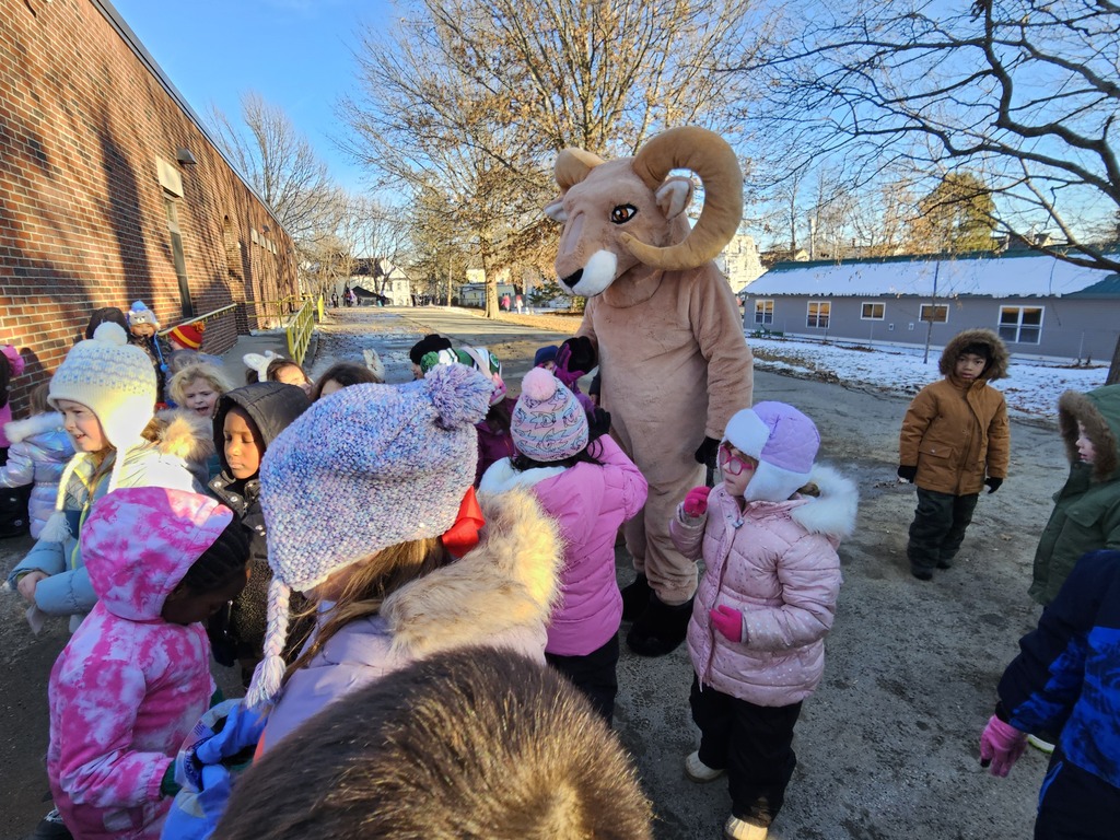 Custodian dressed up as Sam the Ram for a special event at Abe Lincoln