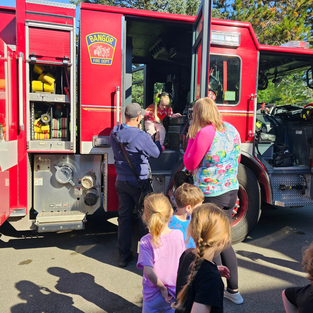 Kindergarten students at Abraham Lincoln Elementary recently had a special visit from the Bangor Fire Department! Students learned important fire safety tips, met local firefighters, and got an up-close look at a real fire truck.  A big thank you to the Bangor Fire Department for taking the time to educate and inspire our students!  #WeAreBangor #FireSafety #CommunityPartners
