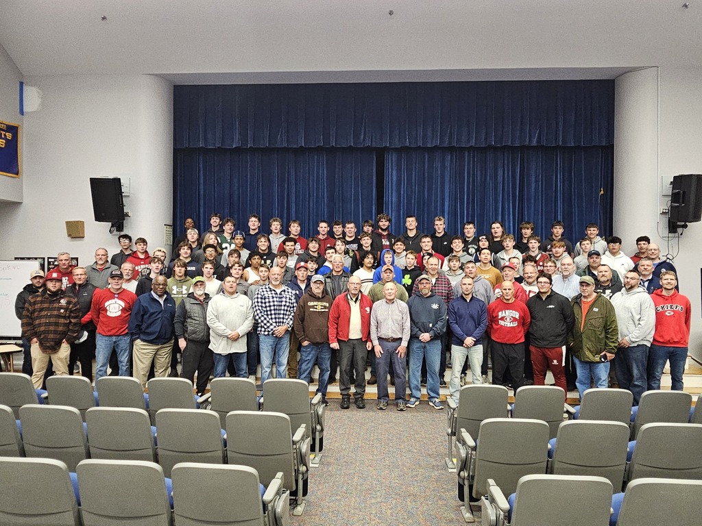 Group photo of football alumni taken in 2025. 2026 Bangor High School Homecoming Game All former Bangor High football players, coaches and managers are invited to attend the 2026 BHS homecoming game against Oxford Hills on Friday, October 30th. Kick off is 7:00 pm. Football alumni will be admitted free of charge. In addition, complimentary pizza, chips and water will be provided. Donations welcome. Park at the Mount Hope Avenue lot. Recommended arrival time is 5:30. Gathering will be behind the scoreboard. When the game starts, alumni can watch from behind the end zone or from reserved seating in the bleachers. Hope to see you there!