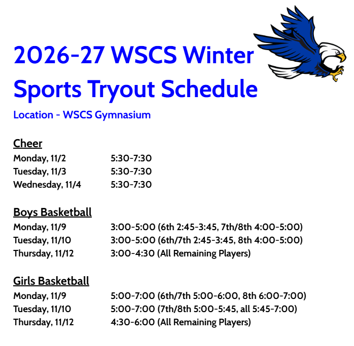 Winter Sports Tryout Schedule