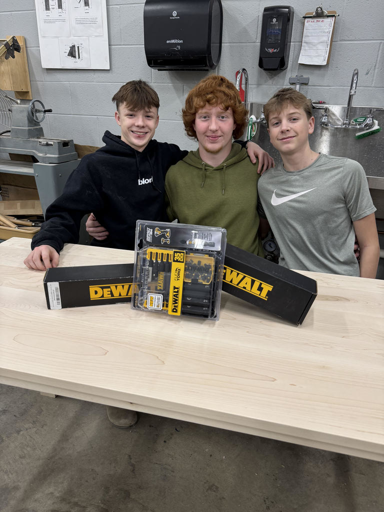Students with donated DeWalt tools