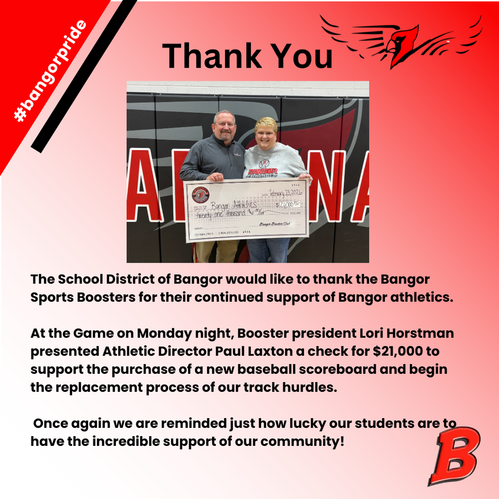 Thank you to Booster Club for $21,000