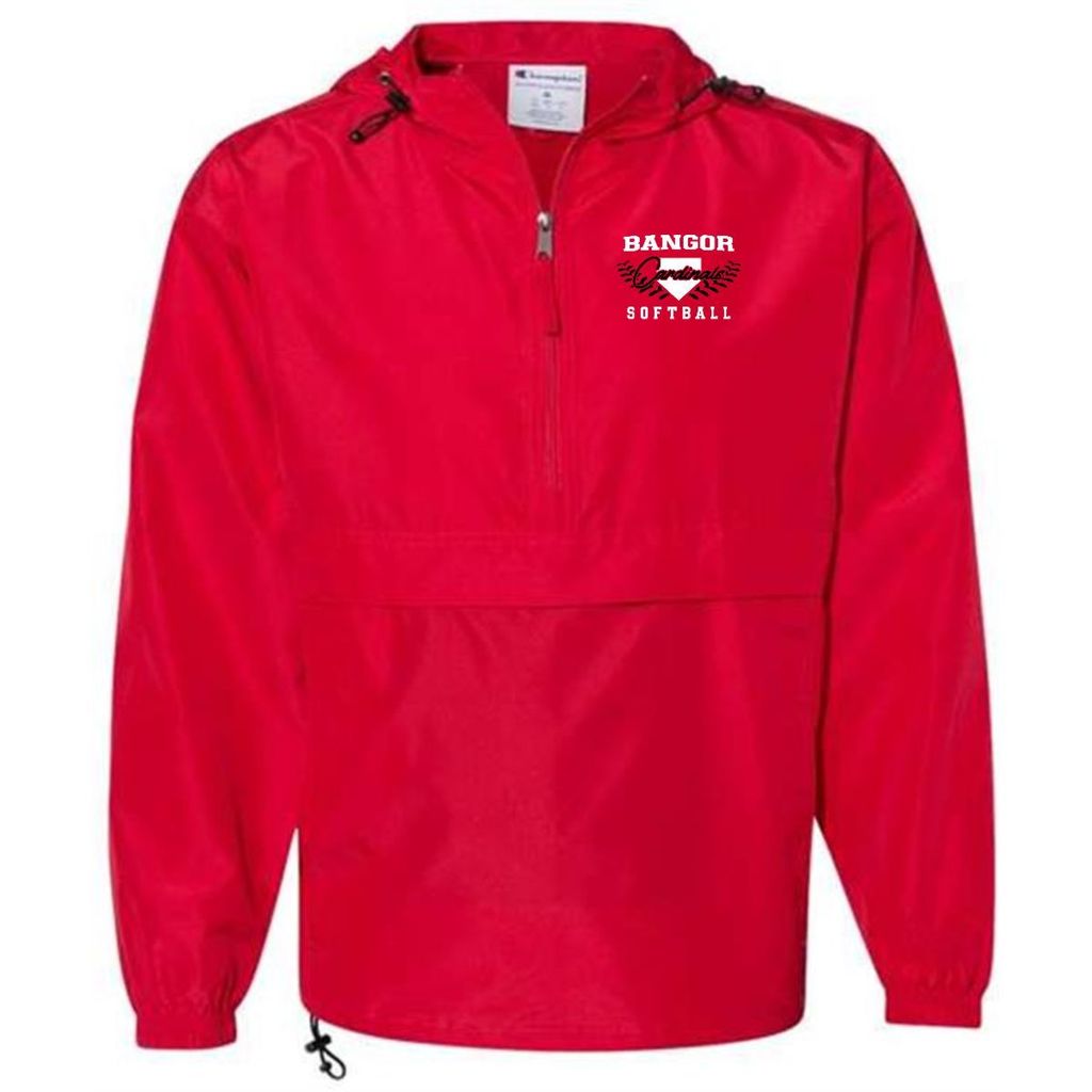 Red softball quarter zip