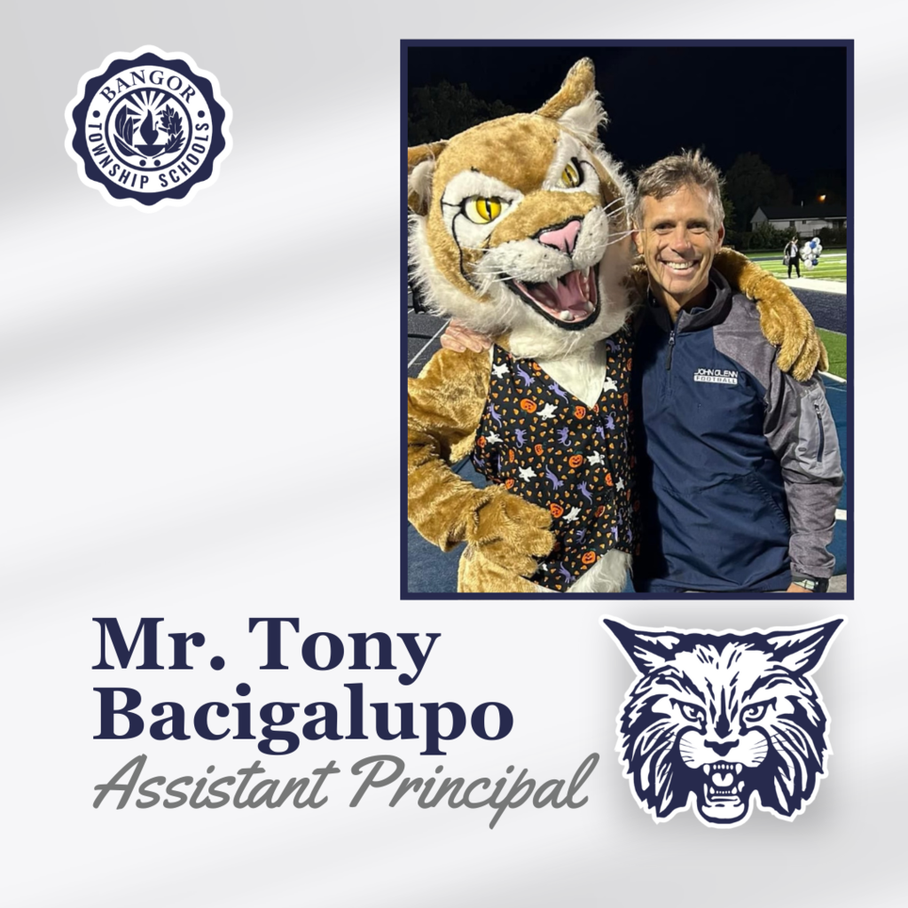 graphic announcing Tony Bacigalupo as the new assistant principal at John Glenn High School