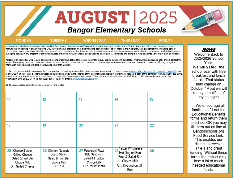 August Menu