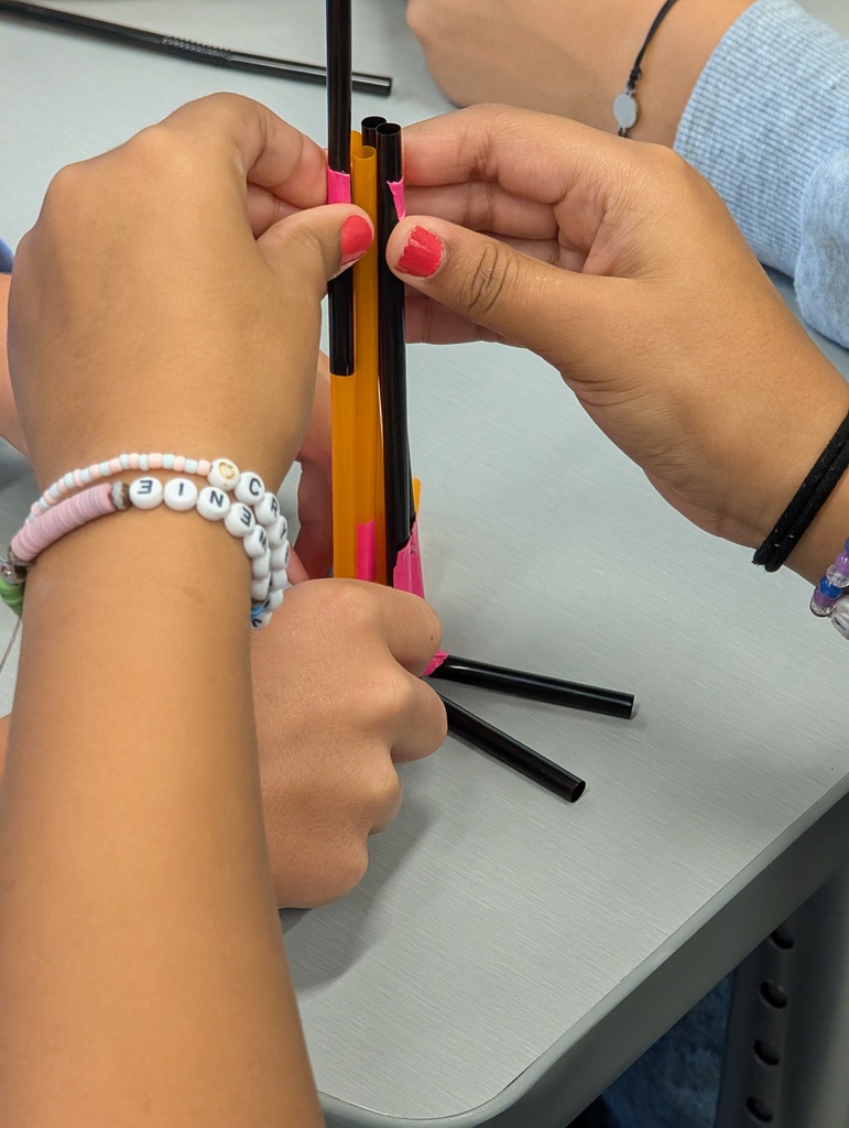 photo of students building a straw structure