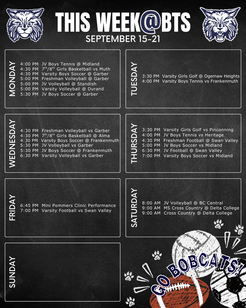 things to do this week at Bangor Township Schools with a calendar of events