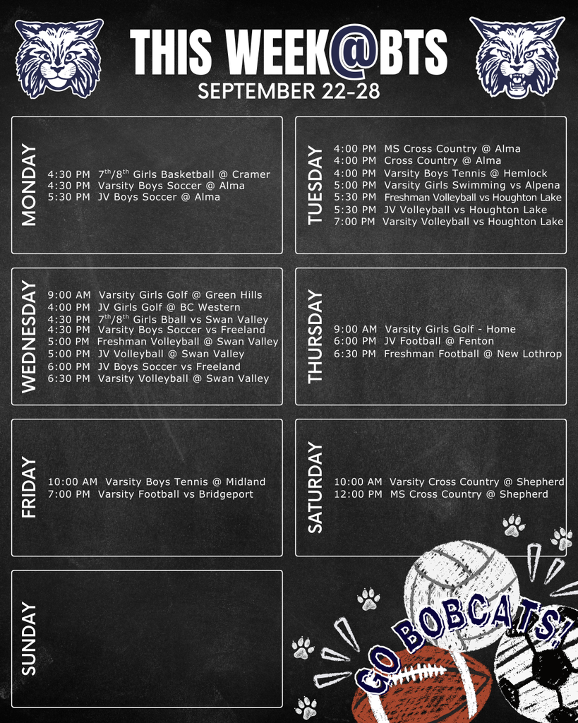 things to do this week at Bangor Township schools with a schedule for the week