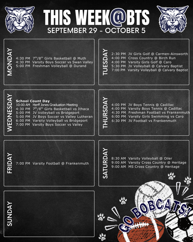 things to do this week at Bangor Township schools with a schedule for the week