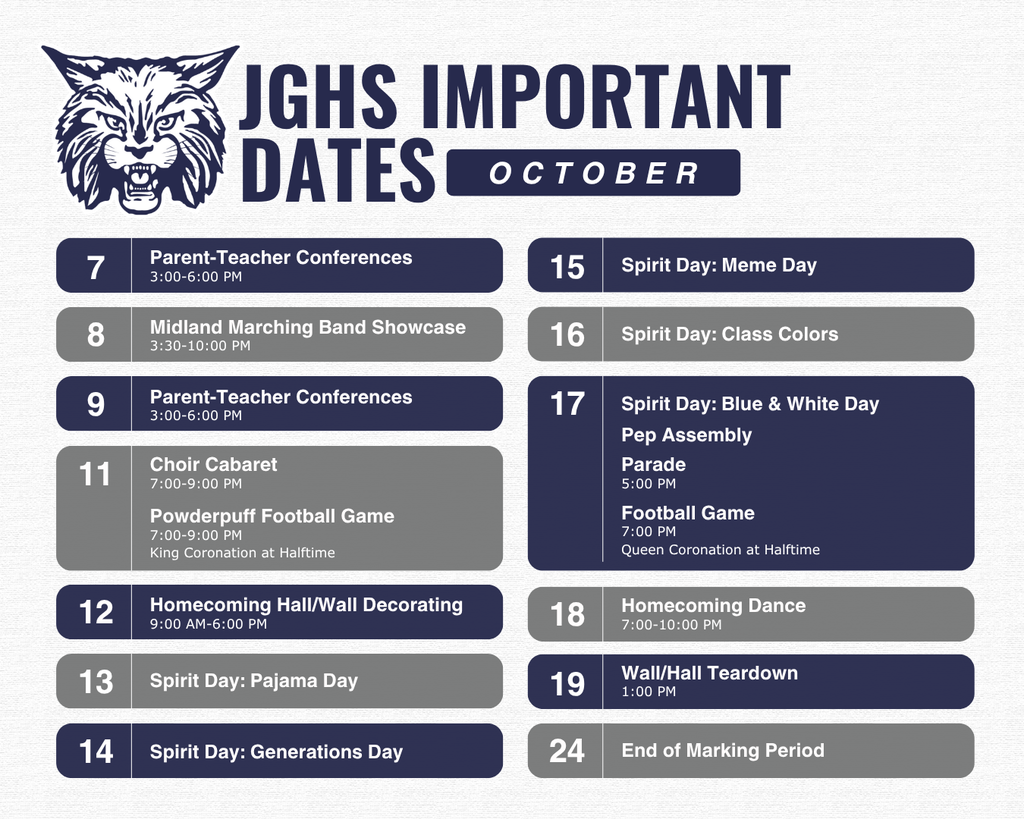 October schedule of events