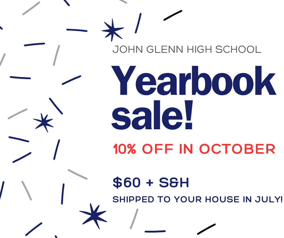Yearbook Sale image with a 10% off promotion in October