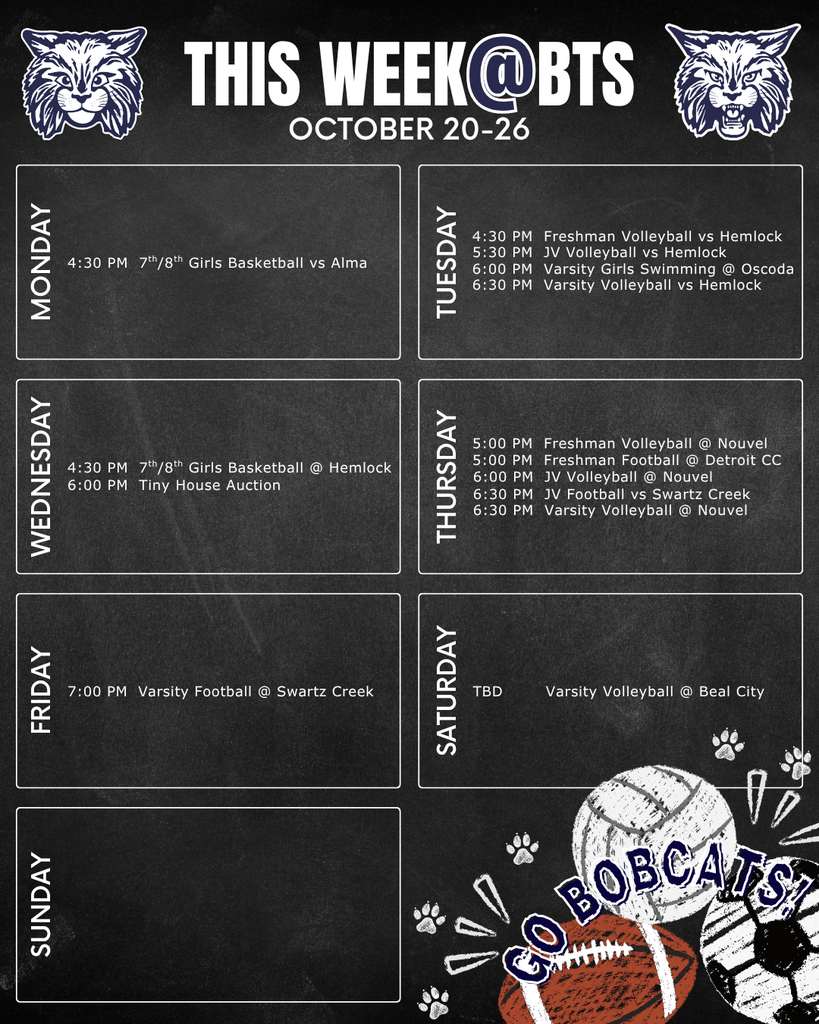 things to do this week at Bangor Township schools with a schedule for the week