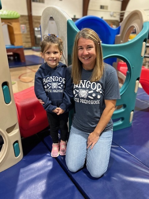 blue and white day with teacher and student