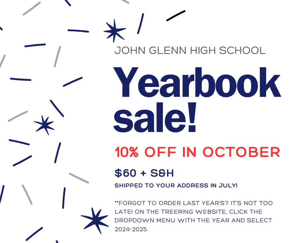 Yearbook Sale image with a 10% off promotion in October