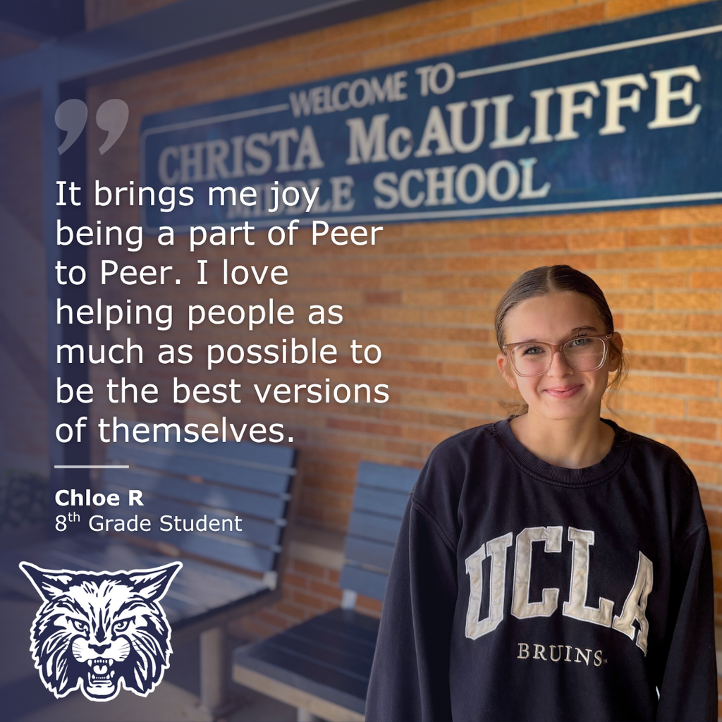 testimony from Chloe R that states "It brings me joy being a part of Peer to Peer. I love helping people as much as possible to be the best versions of themselves.