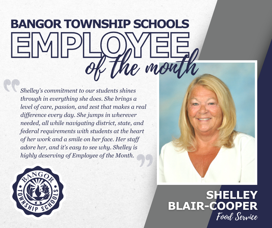 employee of the month graphic announcing Shelley Blair Cooper