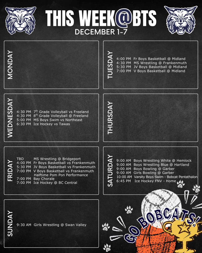 things to do this week at Bangor Township schools with a schedule for the week