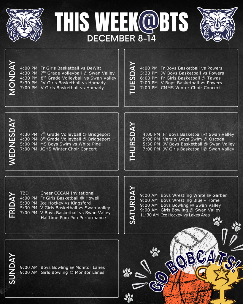 things to do this week at Bangor Township schools with a schedule for the week