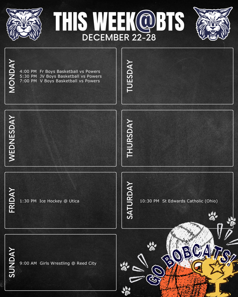 things to do this week at Bangor Township schools with a schedule for the week