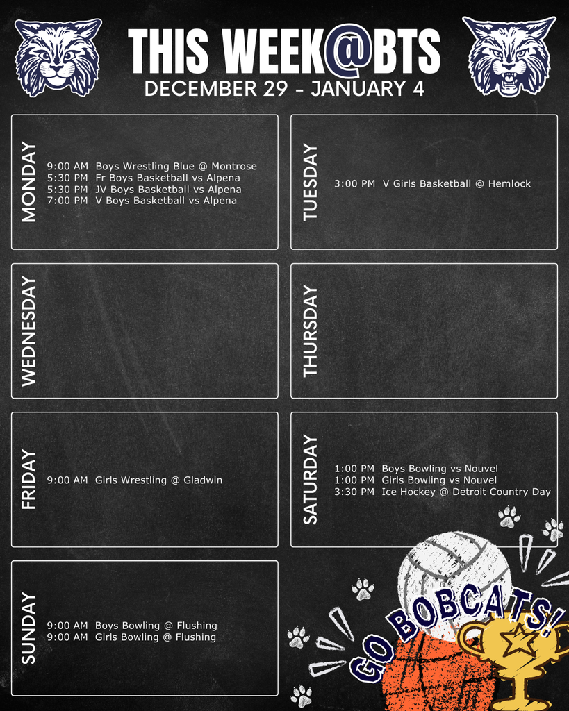 things to do this week at Bangor Township schools with a schedule for the week