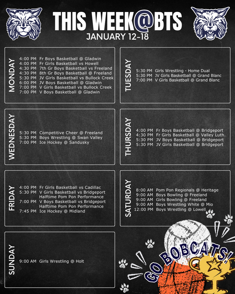 things to do this week at Bangor Township schools with a schedule for the week