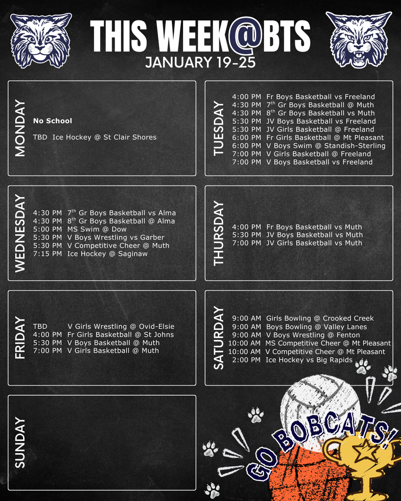 things to do this week at Bangor Township schools with a schedule for the week