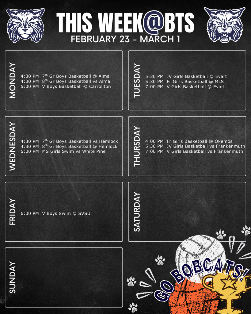 things to do this week at Bangor Township schools with a schedule for the week