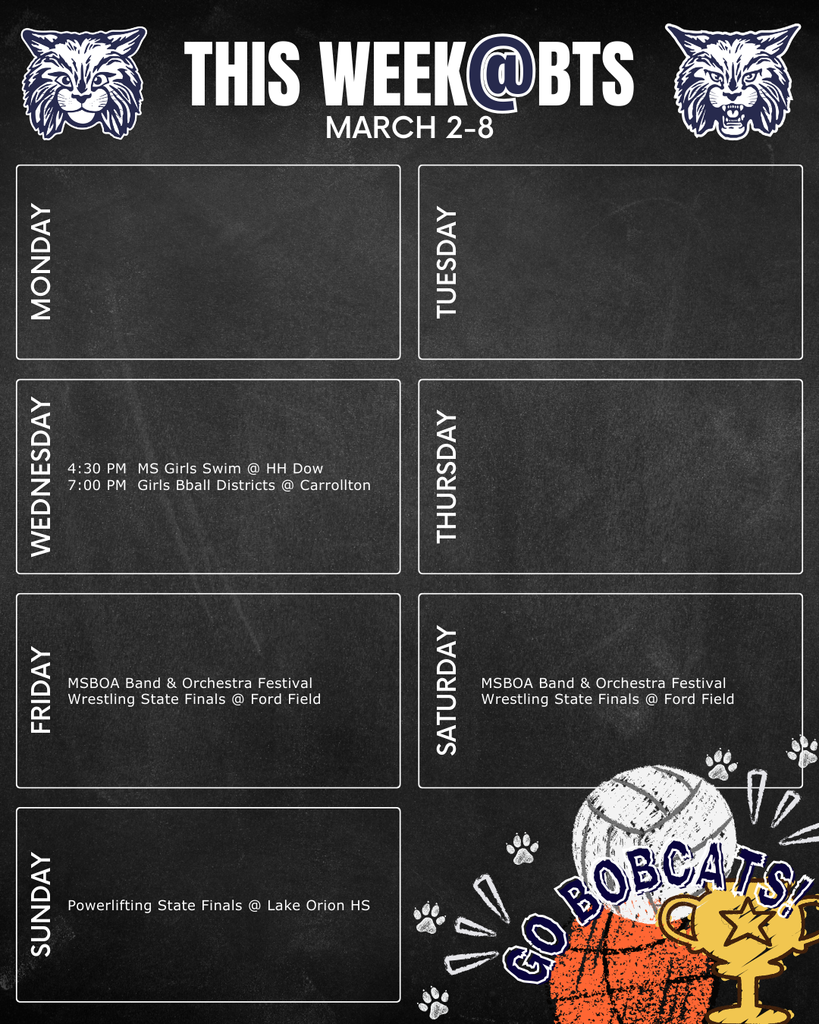 things to do this week at Bangor Township schools with a schedule for the week