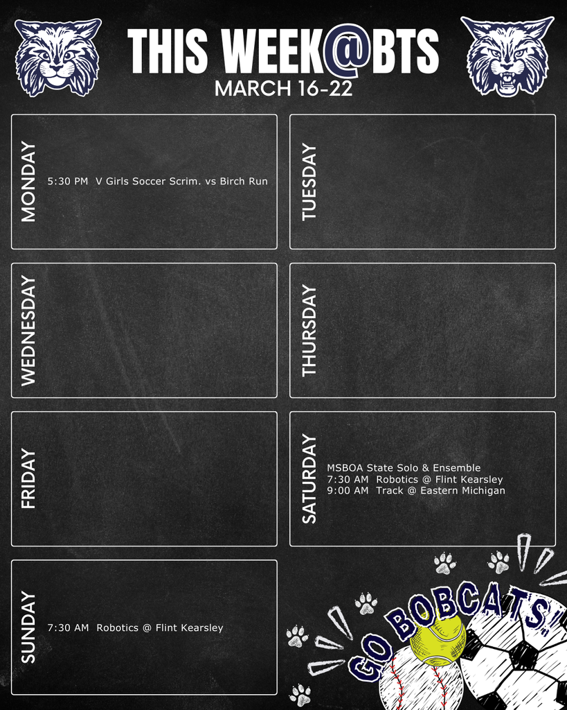 things to do this week at Bangor Township schools with a schedule for the week