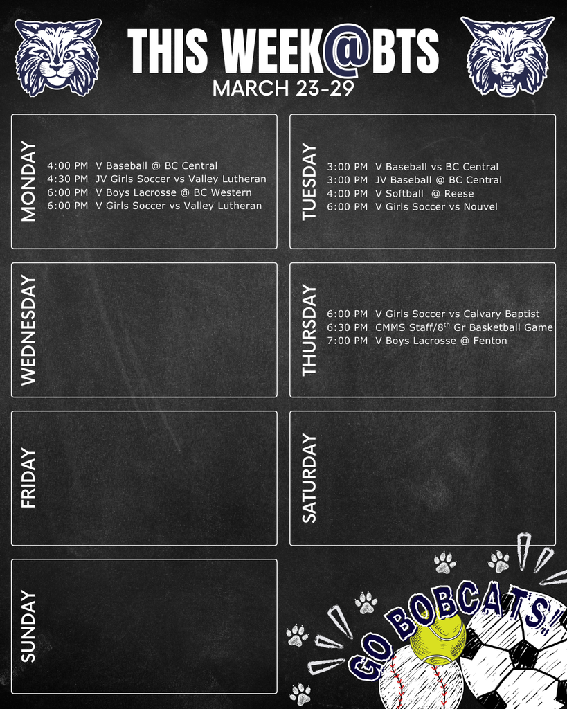 things to do this week at Bangor Township schools with a schedule for the week