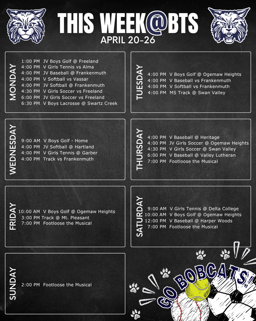 things to do this week at Bangor Township schools with a schedule for the week