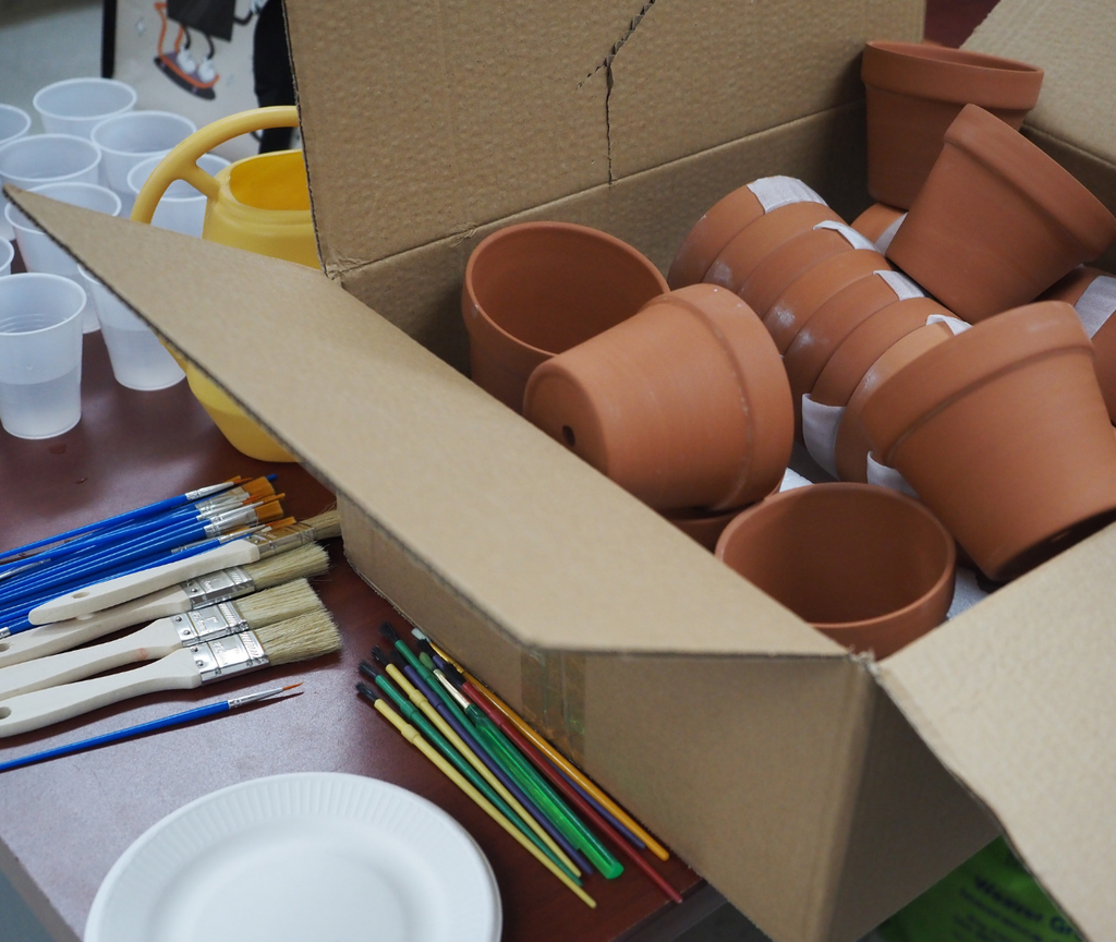 pots and paint brushes